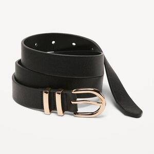 NWT Old Navy Black Belt Gold Buckle